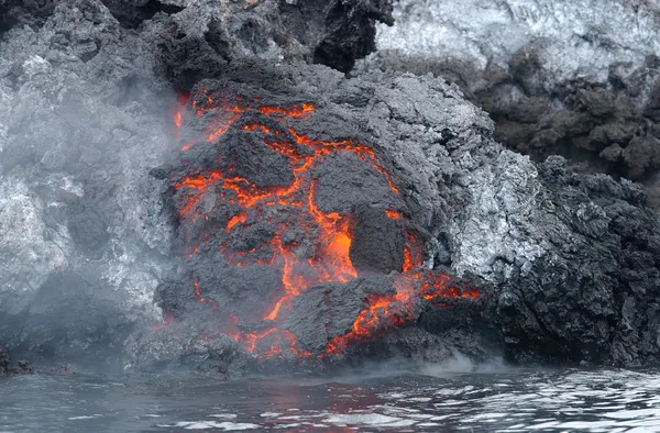 Formation of zeolite rocks as lava meets seawater, highlighting the amazing health benefits of zeolite.