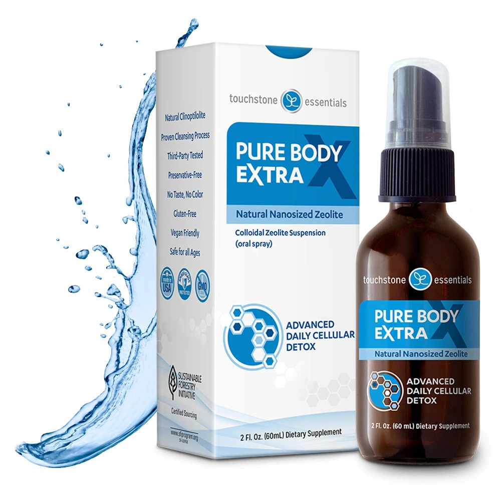 Pure Body Extra by Touchstone is a liquid nanosized Zeolite for daily detox at the cellular level