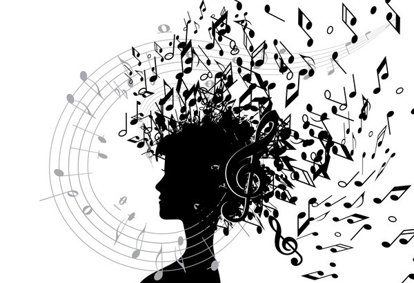 Image of a woman head with music notes