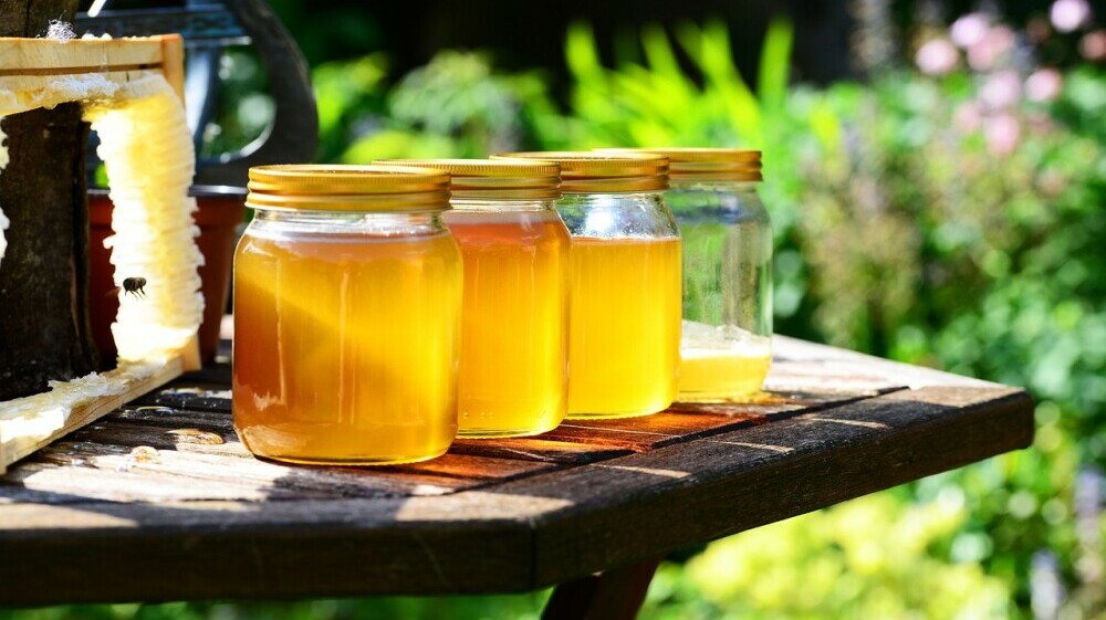 Bottled Honey over  table