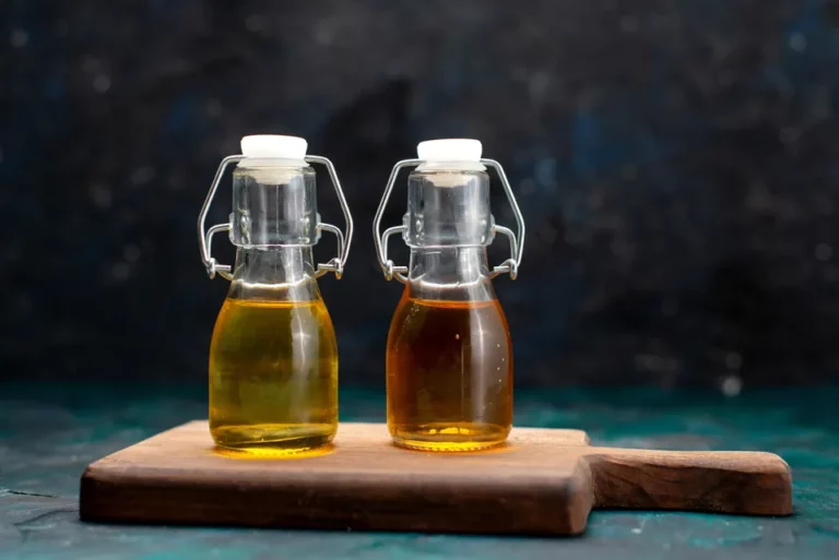 Different oils inside bottles