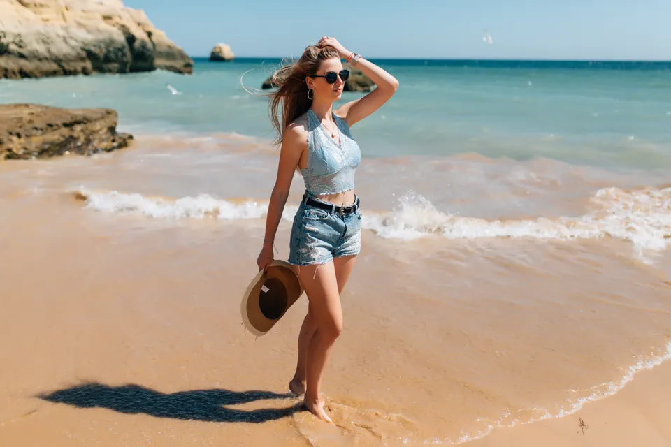 woman walking in the beach